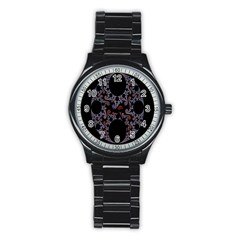 Fractal Complexity Geometric Stainless Steel Round Watch by Nexatart