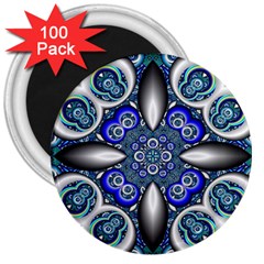 Fractal Cathedral Pattern Mosaic 3  Magnets (100 Pack) by Nexatart