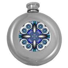 Fractal Cathedral Pattern Mosaic Round Hip Flask (5 Oz) by Nexatart