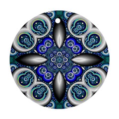 Fractal Cathedral Pattern Mosaic Round Ornament (two Sides) by Nexatart