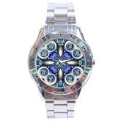 Fractal Cathedral Pattern Mosaic Stainless Steel Analogue Watch by Nexatart