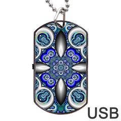 Fractal Cathedral Pattern Mosaic Dog Tag Usb Flash (one Side) by Nexatart