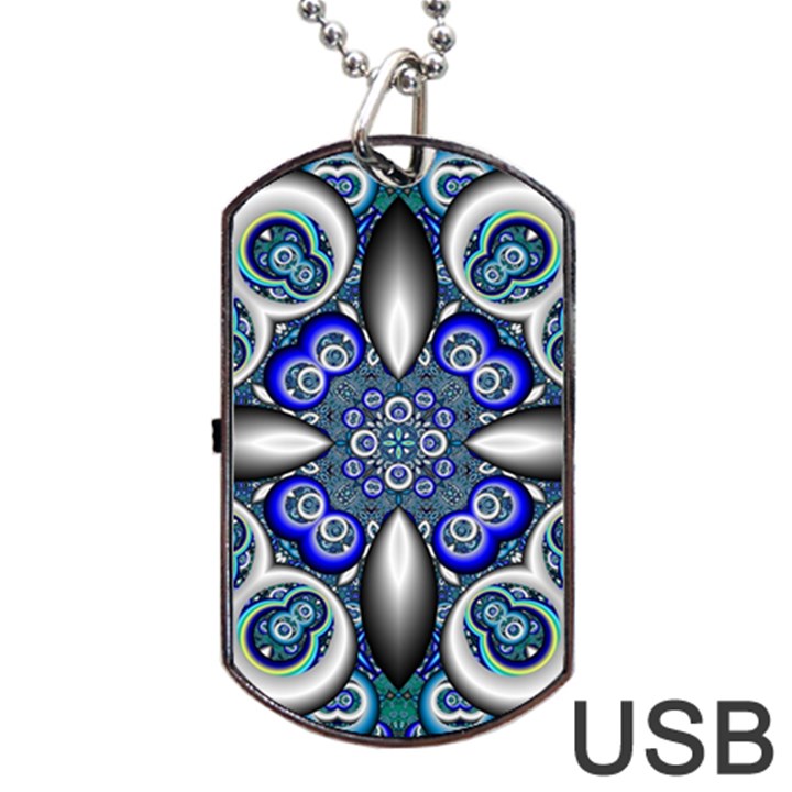 Fractal Cathedral Pattern Mosaic Dog Tag USB Flash (One Side)