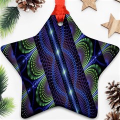 Fractal Blue Lines Colorful Ornament (star)