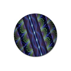 Fractal Blue Lines Colorful Magnet 3  (round)