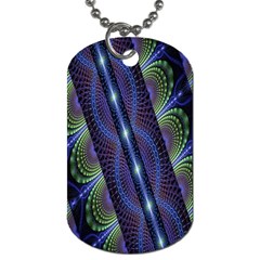 Fractal Blue Lines Colorful Dog Tag (two Sides)