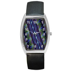 Fractal Blue Lines Colorful Barrel Style Metal Watch