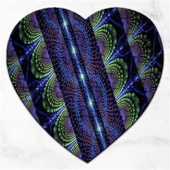 Fractal Blue Lines Colorful Jigsaw Puzzle (heart) by Nexatart