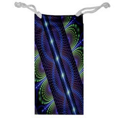 Fractal Blue Lines Colorful Jewelry Bag by Nexatart