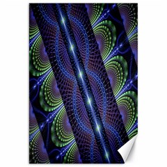 Fractal Blue Lines Colorful Canvas 20  X 30  