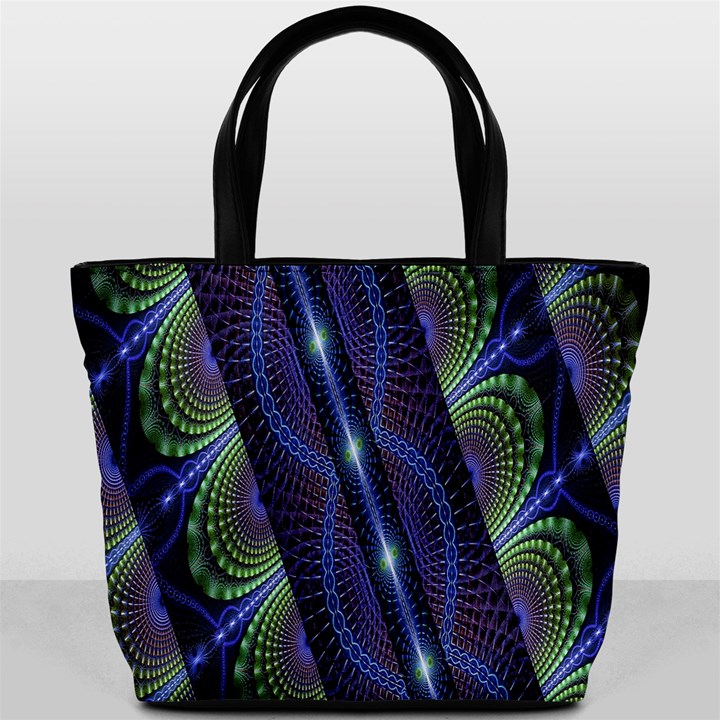 Fractal Blue Lines Colorful Bucket Bags