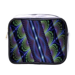 Fractal Blue Lines Colorful Mini Toiletries Bags by Nexatart