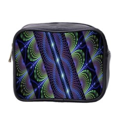 Fractal Blue Lines Colorful Mini Toiletries Bag 2-side by Nexatart