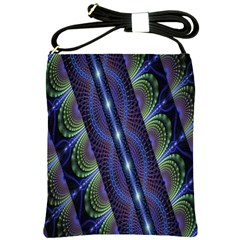 Fractal Blue Lines Colorful Shoulder Sling Bags by Nexatart