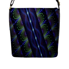 Fractal Blue Lines Colorful Flap Messenger Bag (l) 