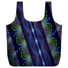 Fractal Blue Lines Colorful Full Print Recycle Bags (l) 