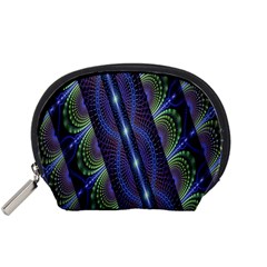 Fractal Blue Lines Colorful Accessory Pouches (small)  by Nexatart