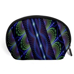 Fractal Blue Lines Colorful Accessory Pouches (large)  by Nexatart