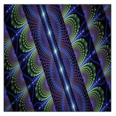 Fractal Blue Lines Colorful Large Satin Scarf (square)