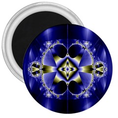 Fractal Fantasy Blue Beauty 3  Magnets