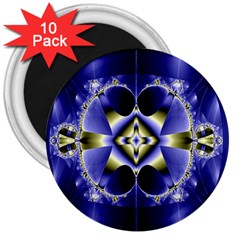 Fractal Fantasy Blue Beauty 3  Magnets (10 Pack) 