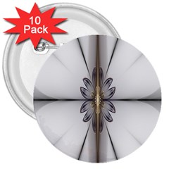 Fractal Fleur Elegance Flower 3  Buttons (10 pack) 