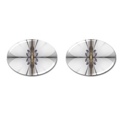 Fractal Fleur Elegance Flower Cufflinks (Oval)