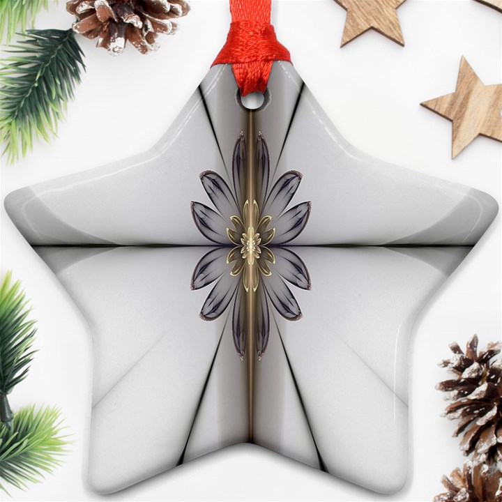 Fractal Fleur Elegance Flower Star Ornament (Two Sides)