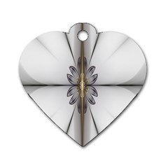 Fractal Fleur Elegance Flower Dog Tag Heart (two Sides) by Nexatart