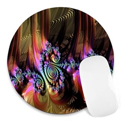 Fractal Colorful Background Round Mousepads by Nexatart