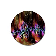 Fractal Colorful Background Rubber Coaster (round)  by Nexatart