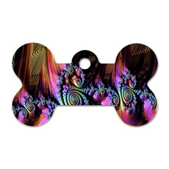 Fractal Colorful Background Dog Tag Bone (two Sides)