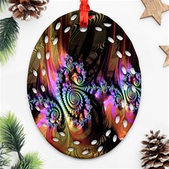 Fractal Colorful Background Oval Filigree Ornament (two Sides) by Nexatart