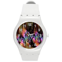 Fractal Colorful Background Round Plastic Sport Watch (m)