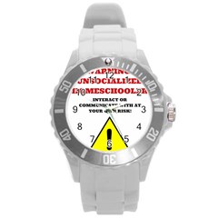 Warning Round Plastic Sport Watch (l) by athenastemple