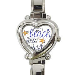 The Beach Fixes Everything Heart Italian Charm Watch by OneStopGiftShop