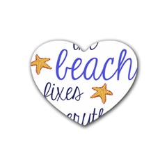 The Beach Fixes Everything Rubber Coaster (heart)  by OneStopGiftShop