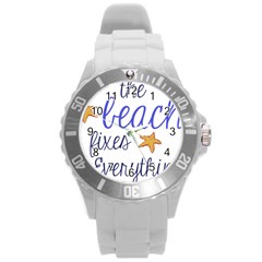 The Beach Fixes Everything Round Plastic Sport Watch (l) by OneStopGiftShop