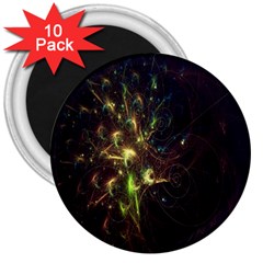 Fractal Flame Light Energy 3  Magnets (10 Pack)  by Nexatart