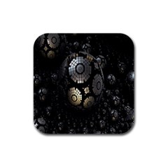 Fractal Sphere Steel 3d Structures Rubber Square Coaster (4 Pack)  by Nexatart