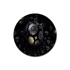 Fractal Sphere Steel 3d Structures Rubber Coaster (round)  by Nexatart