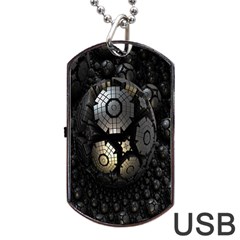 Fractal Sphere Steel 3d Structures Dog Tag Usb Flash (two Sides) by Nexatart