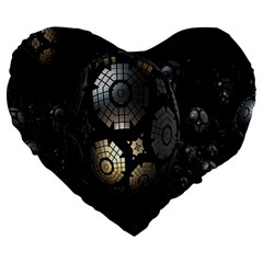 Fractal Sphere Steel 3d Structures Large 19  Premium Heart Shape Cushions by Nexatart