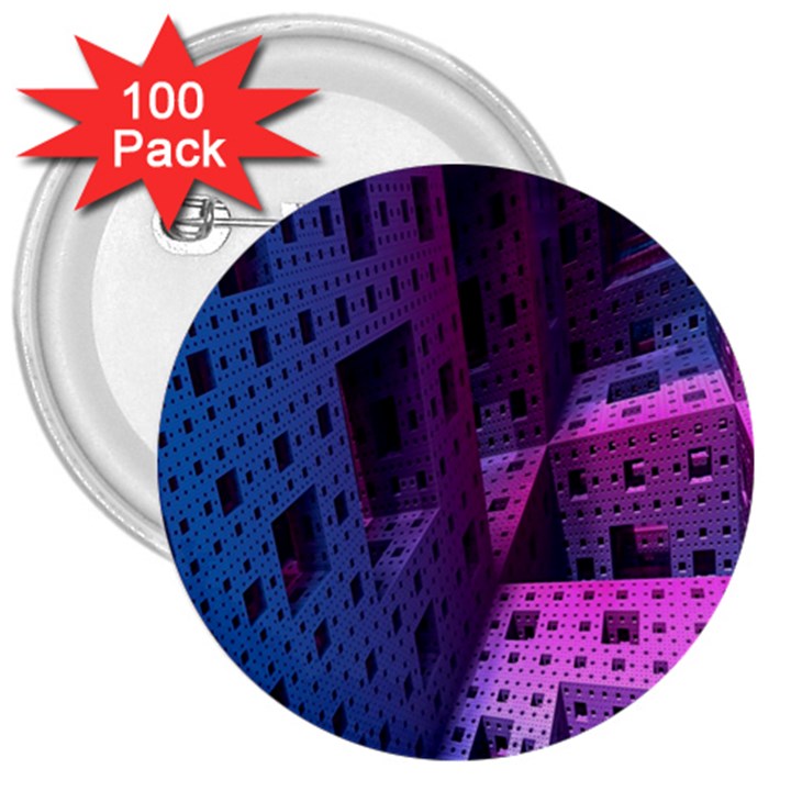 Fractals Geometry Graphic 3  Buttons (100 pack) 