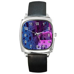 Fractals Geometry Graphic Square Metal Watch