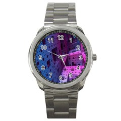 Fractals Geometry Graphic Sport Metal Watch by Nexatart