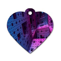 Fractals Geometry Graphic Dog Tag Heart (one Side) by Nexatart