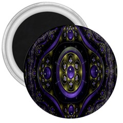 Fractal Sparkling Purple Abstract 3  Magnets