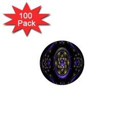 Fractal Sparkling Purple Abstract 1  Mini Buttons (100 Pack) 