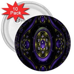 Fractal Sparkling Purple Abstract 3  Buttons (10 Pack) 